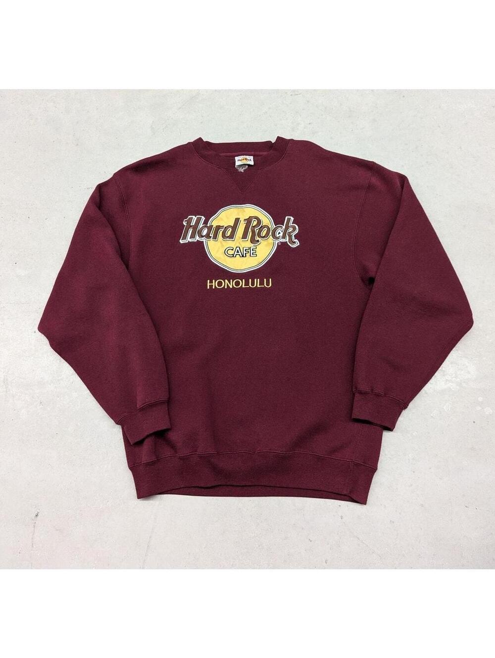 Vintage 90s Hard Rock Cafe Honolulu maroon sweater